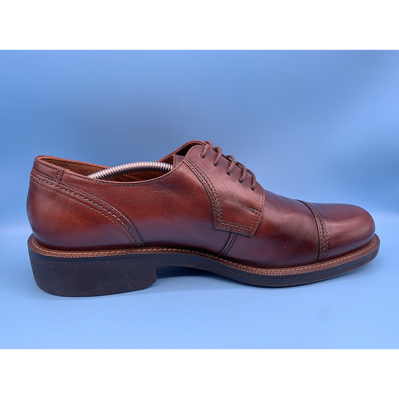 ECCO Brown Leather Cap Toe Lace Up Oxfords Dress Shoes Men's Size 10 B/ EU Sz 44 - Picture 4 of 11